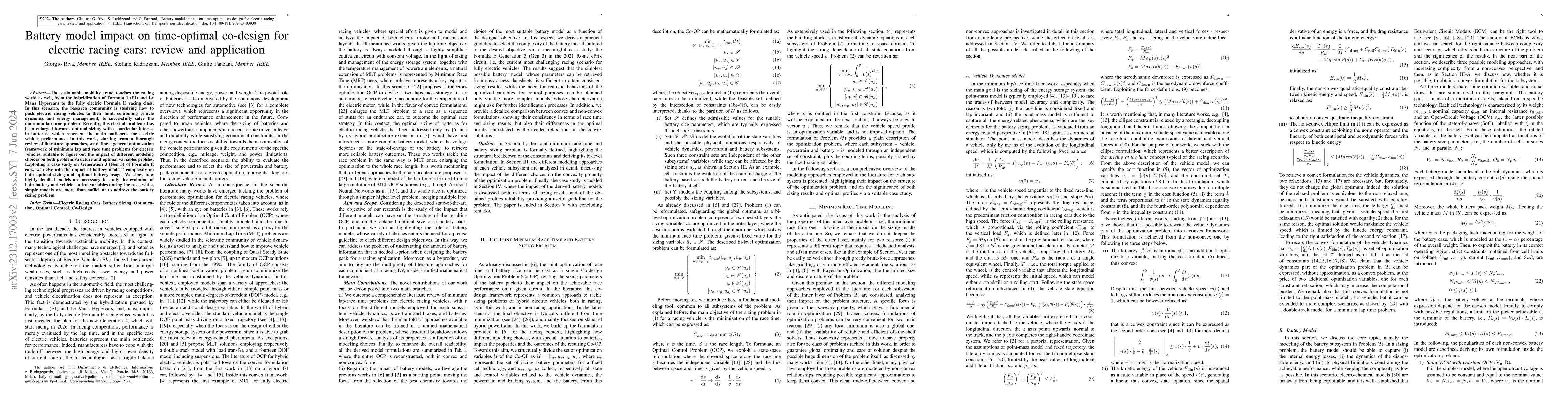Thumbnail for Battery model impact on time-optimal co-design for electric racing cars:
  review and application