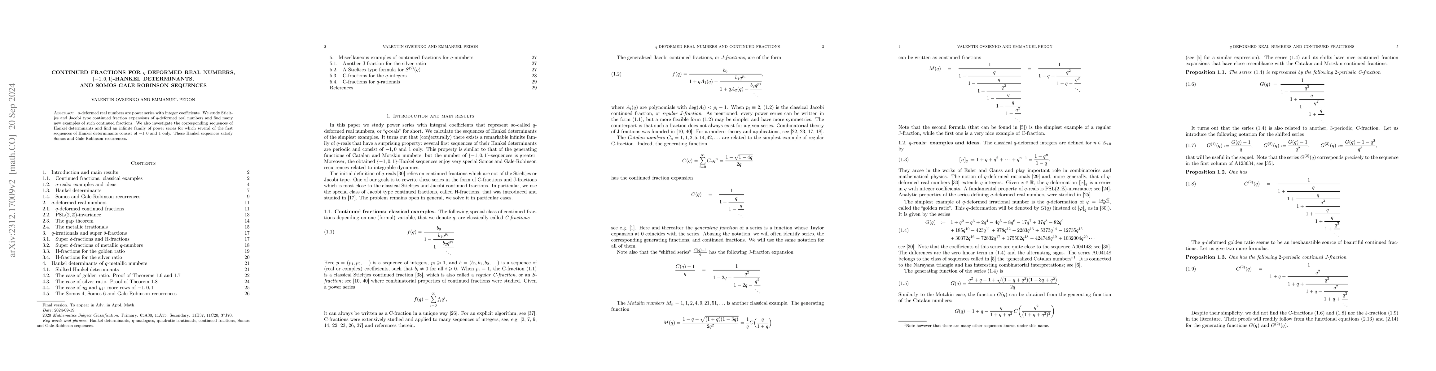 Thumbnail for Continued fractions for $q$-deformed real numbers, $\{-1,0,1\}$-Hankel
  determinants, and Somos-Gale-Robinson sequences