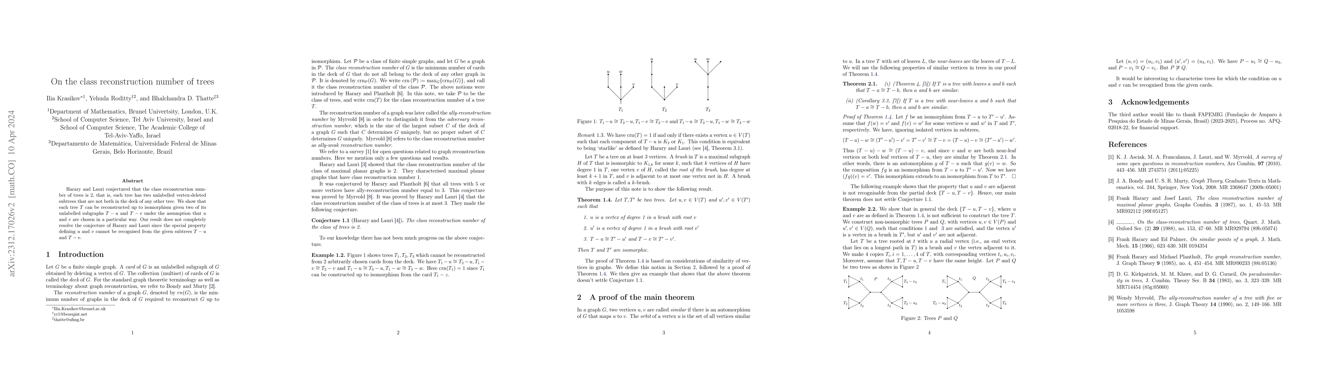 Thumbnail for On the class reconstruction number of trees