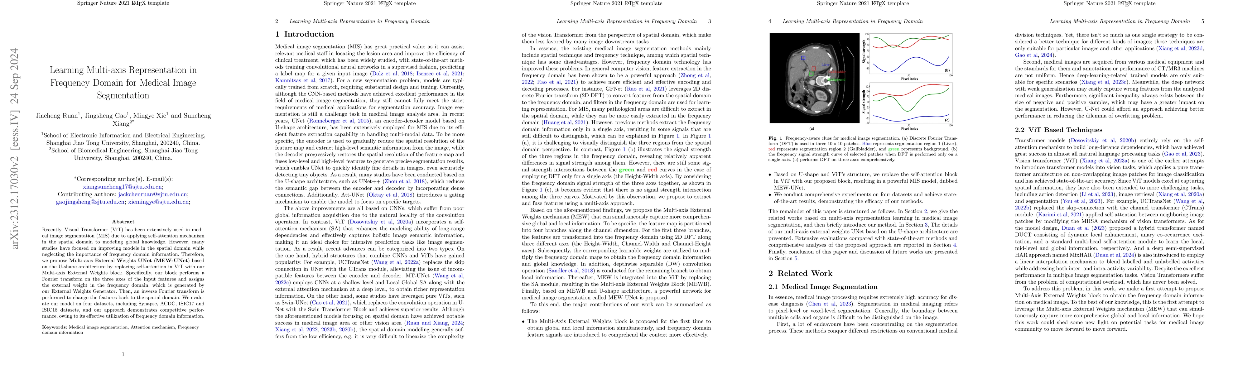 Thumbnail for Learning Multi-axis Representation in Frequency Domain for Medical Image
  Segmentation