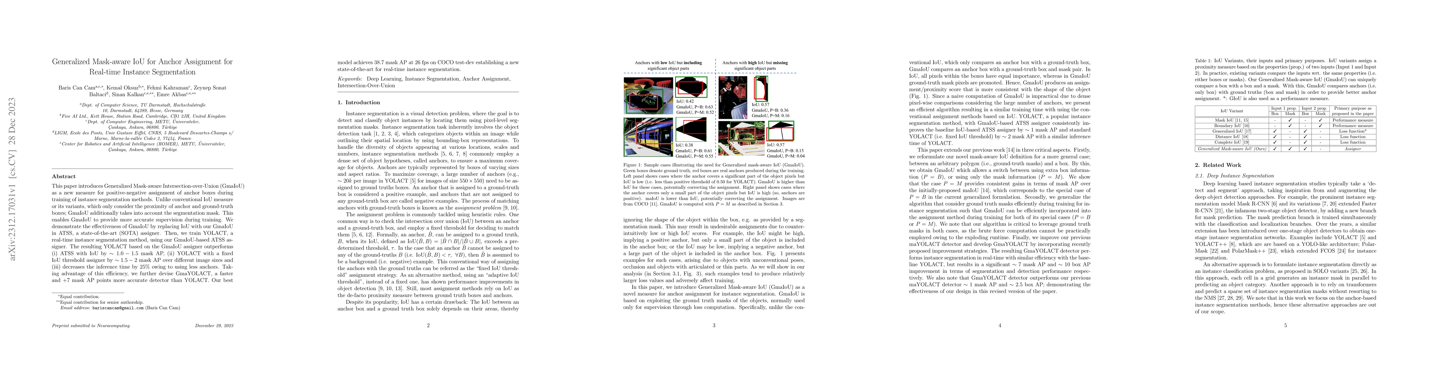 Thumbnail for Generalized Mask-aware IoU for Anchor Assignment for Real-time Instance
  Segmentation