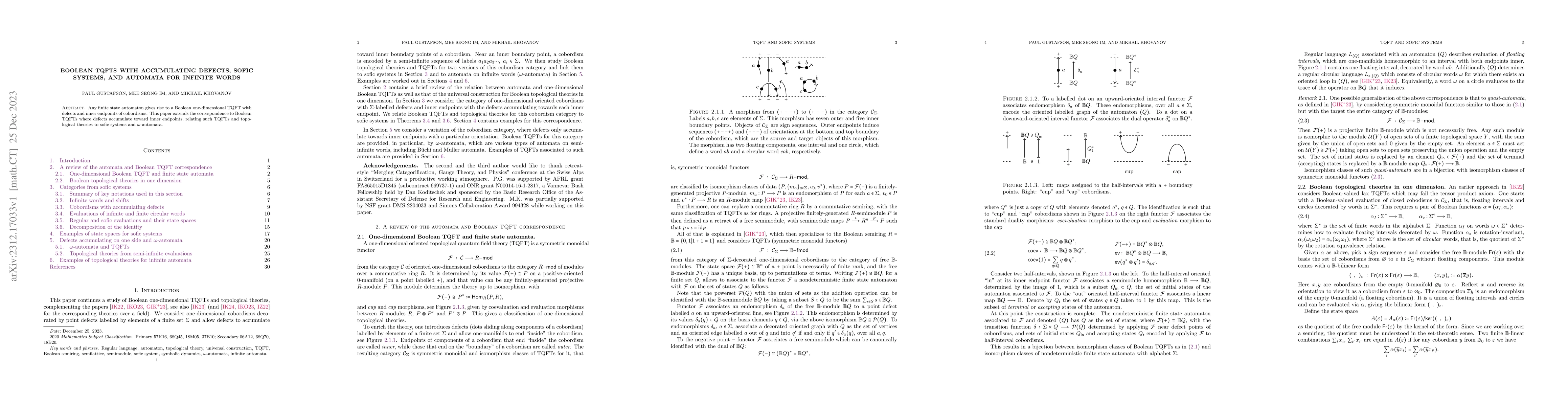 Thumbnail for Boolean TQFTs with accumulating defects, sofic systems, and automata for
  infinite words