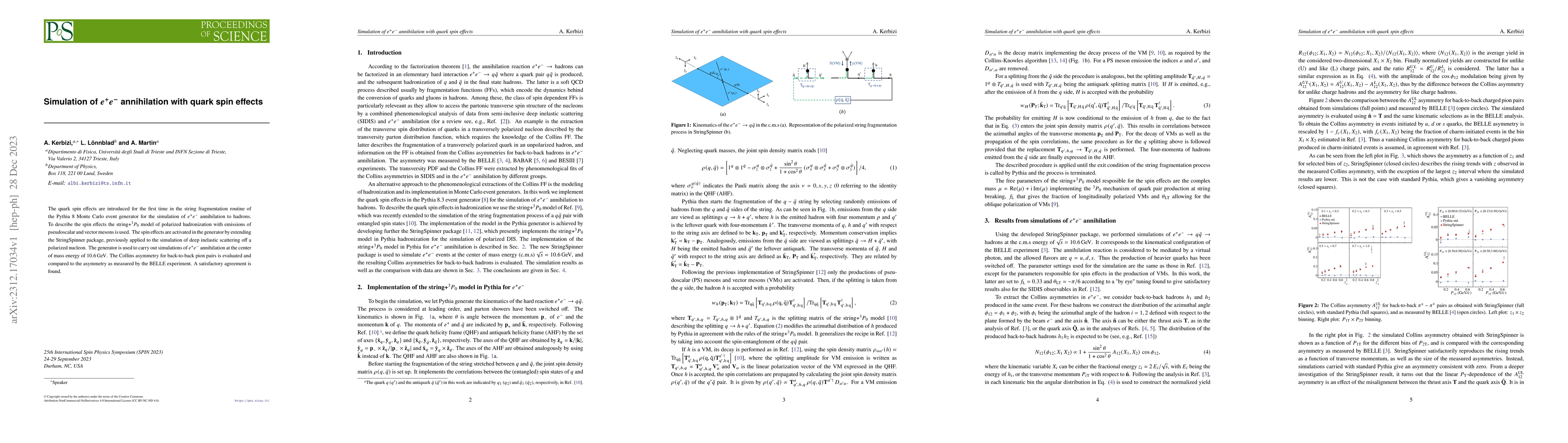 Thumbnail for Simulation of $e^+e^-$ annihilation with quark spin effects