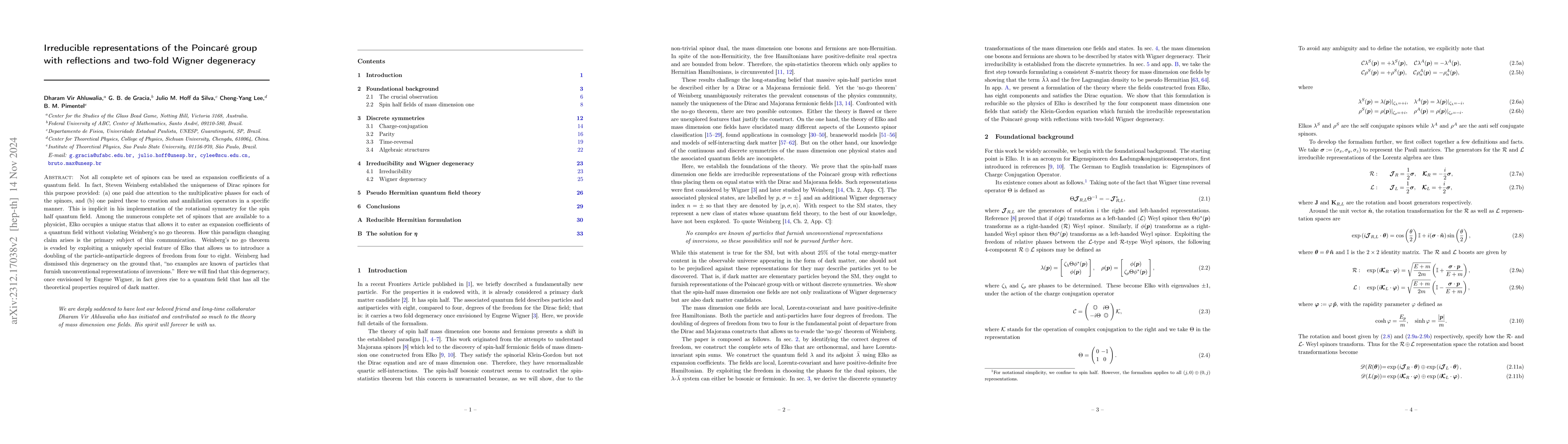 Thumbnail for Irreducible representations of the inhomogeneous Lorentz group with
  two-fold Wigner degeneracy
