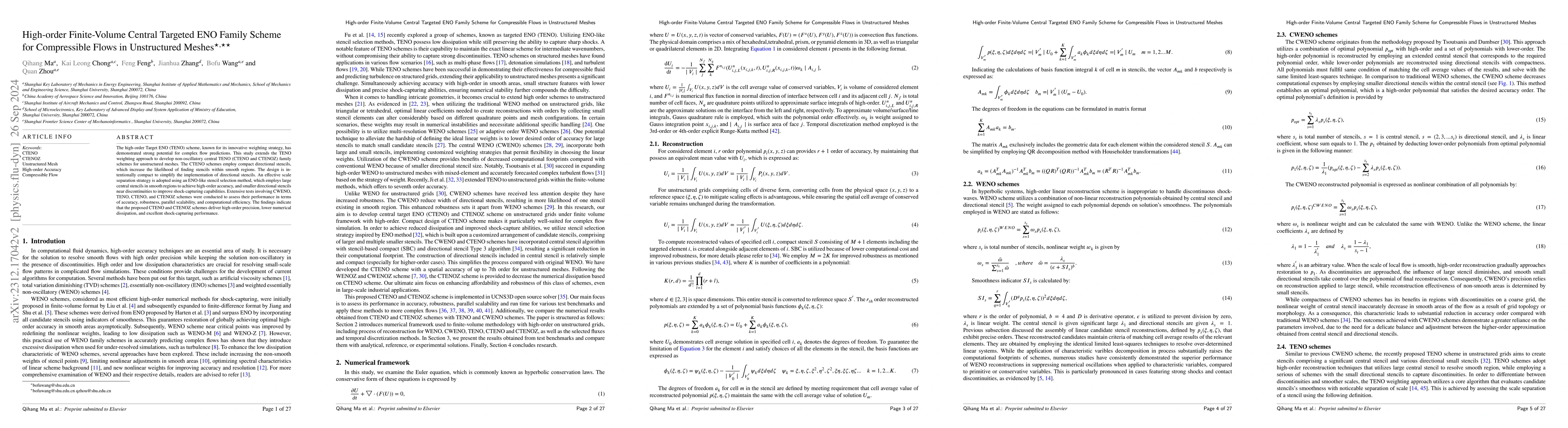 Thumbnail for High-order Finite-Volume Central Targeted ENO Family Scheme for
  Compressible Flows in Unstructured Meshes