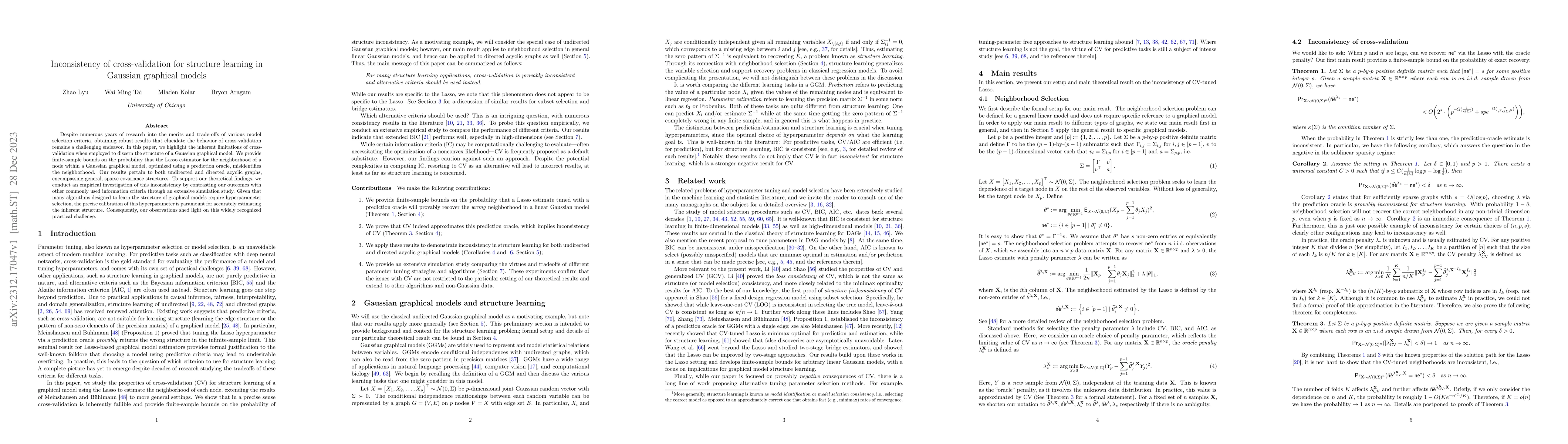 Thumbnail for Inconsistency of cross-validation for structure learning in Gaussian
  graphical models