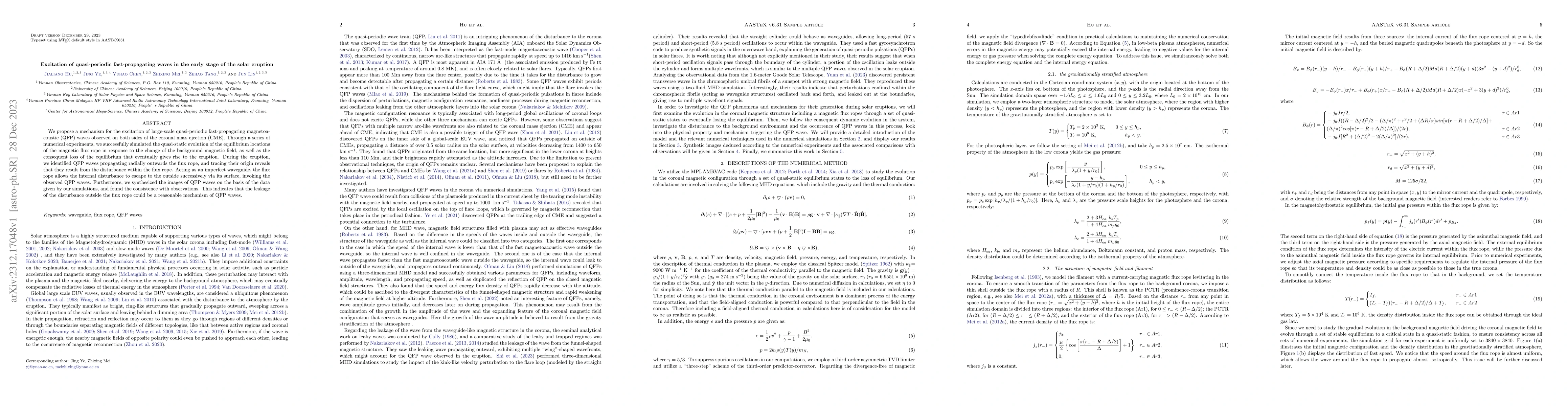 Thumbnail for Excitation of quasi-periodic fast-propagating waves in the early stage
  of the solar eruption