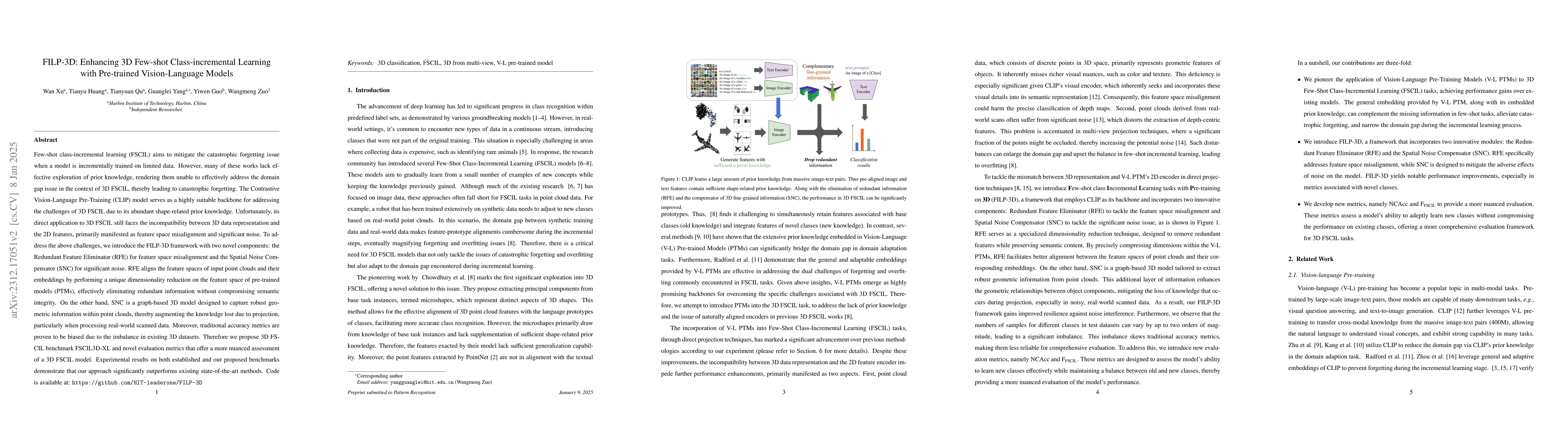 Thumbnail for FILP-3D: Enhancing 3D Few-shot Class-incremental Learning with
  Pre-trained Vision-Language Models