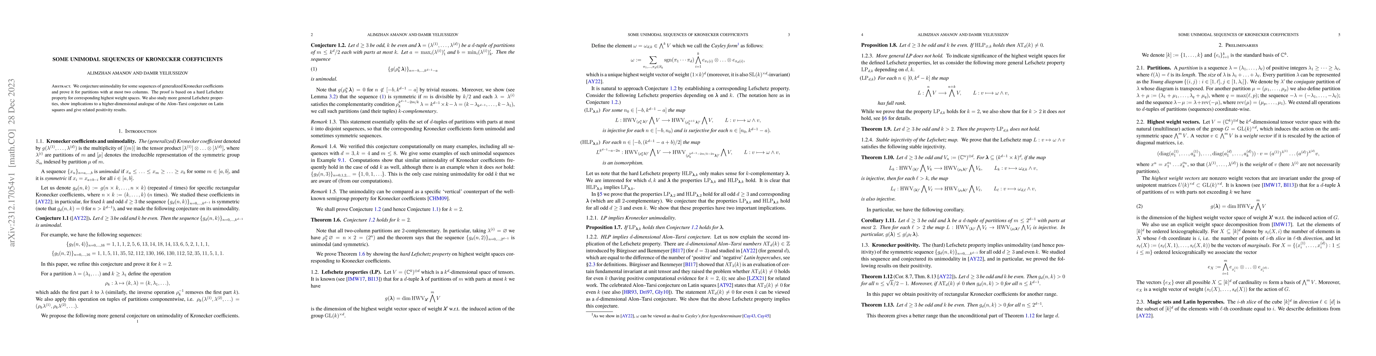 Thumbnail for Some unimodal sequences of Kronecker coefficients