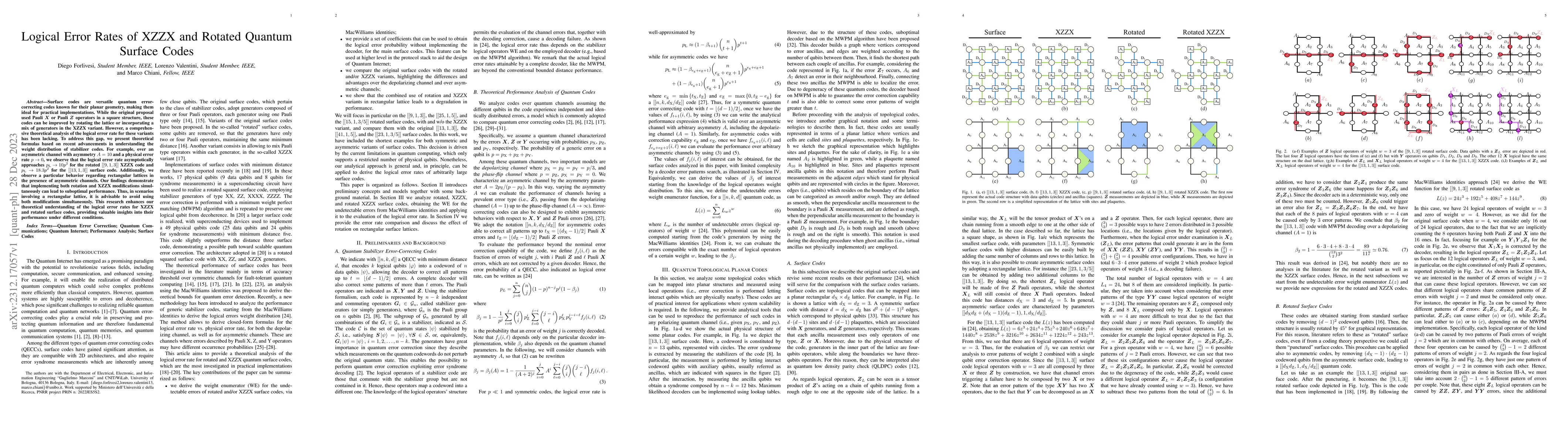 Thumbnail for Logical Error Rates of XZZX and Rotated Quantum Surface Codes