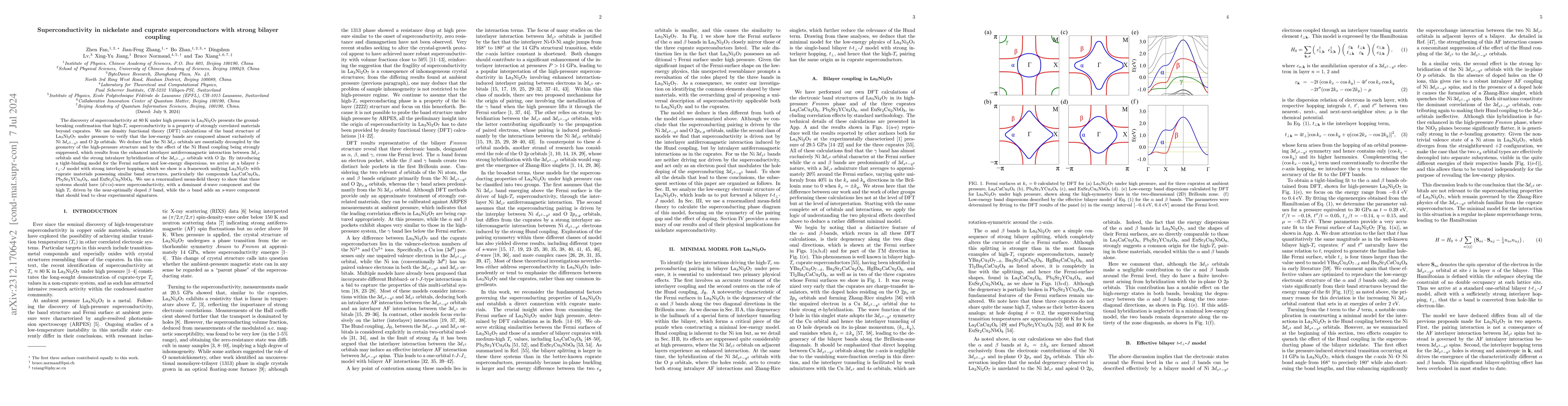 Thumbnail for Superconductivity in nickelate and cuprate superconductors with strong
  bilayer coupling