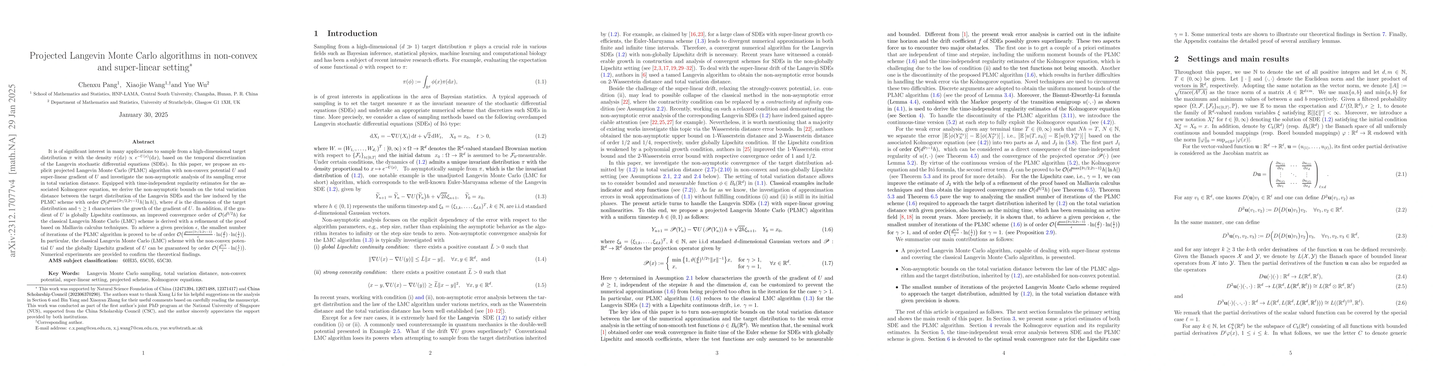 Thumbnail for Projected Langevin Monte Carlo algorithms in non-convex and super-linear
  setting