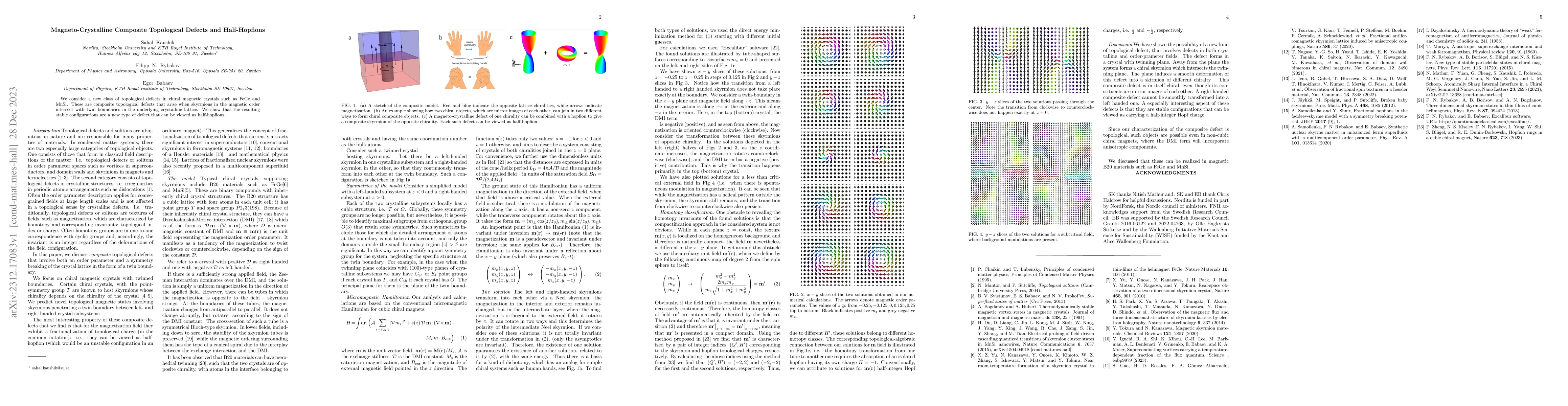 Thumbnail for Magneto-Crystalline Composite Topological Defects and Half-Hopfions