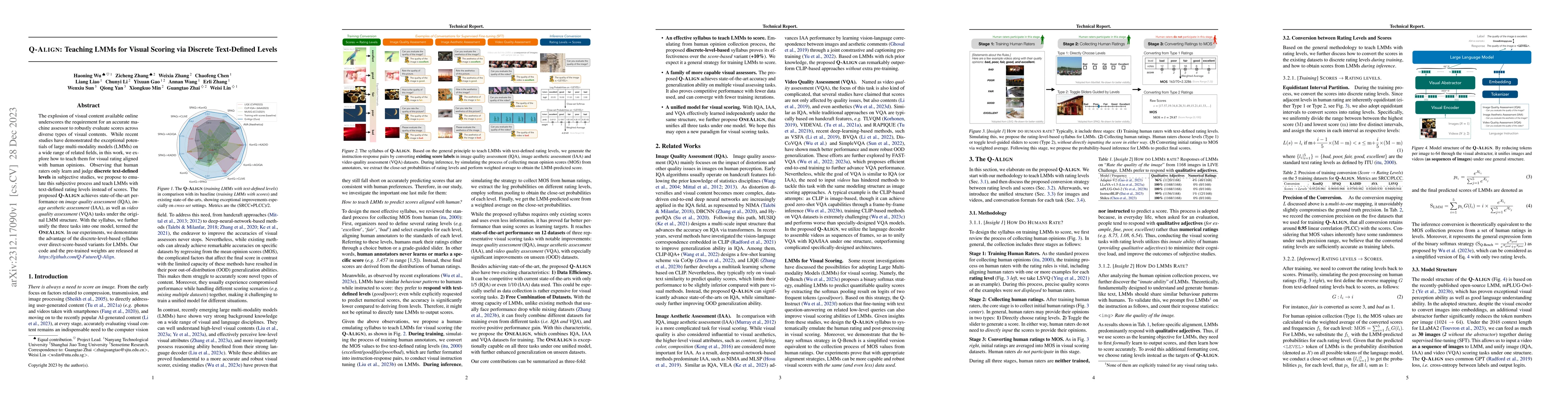Thumbnail for Q-Align: Teaching LMMs for Visual Scoring via Discrete Text-Defined
  Levels