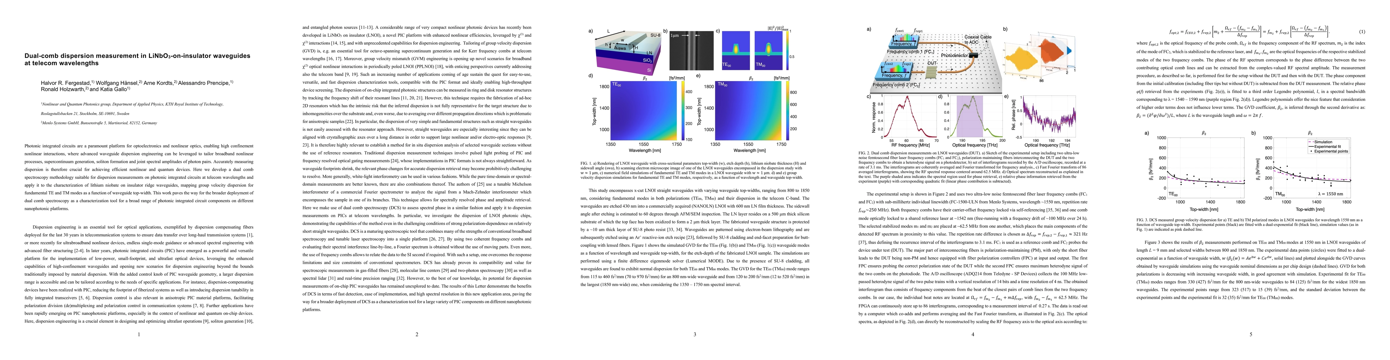 Thumbnail for Dual-comb dispersion measurement in LiNbO3-on-insulator waveguides at
  telecom wavelengths
