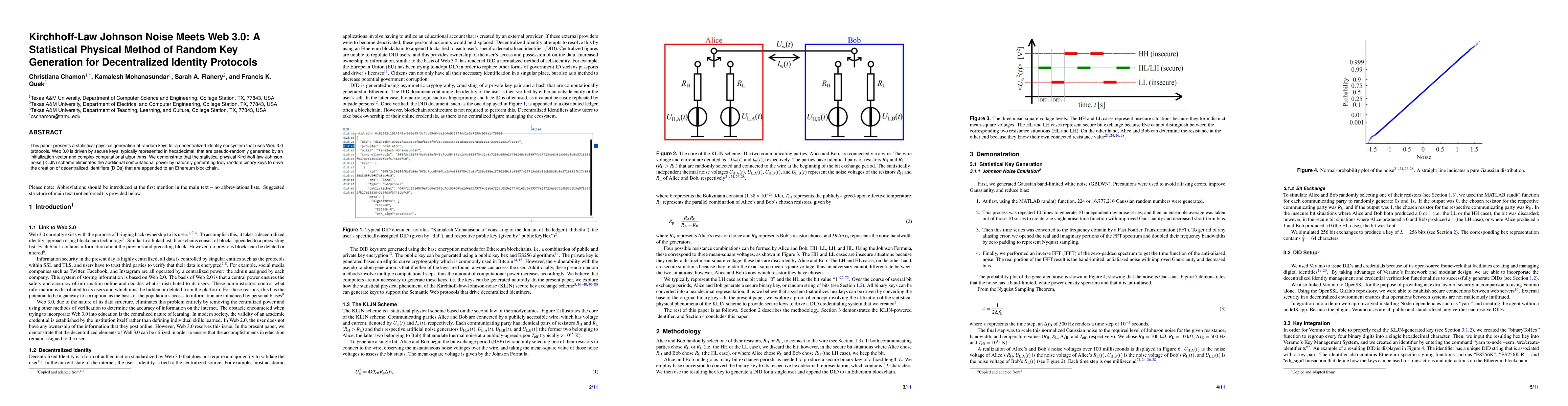 Thumbnail for Kirchhoff-Law Johnson Noise Meets Web 3.0: A Statistical Physical Method
  of Random Key Generation for Decentralized Identity Protocols