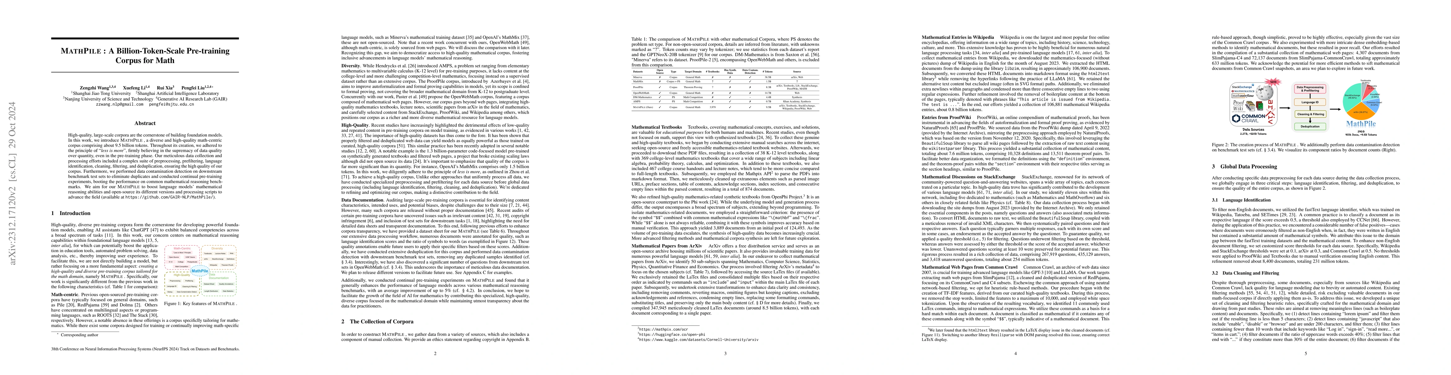 Thumbnail for Generative AI for Math: Part I -- MathPile: A Billion-Token-Scale
  Pretraining Corpus for Math