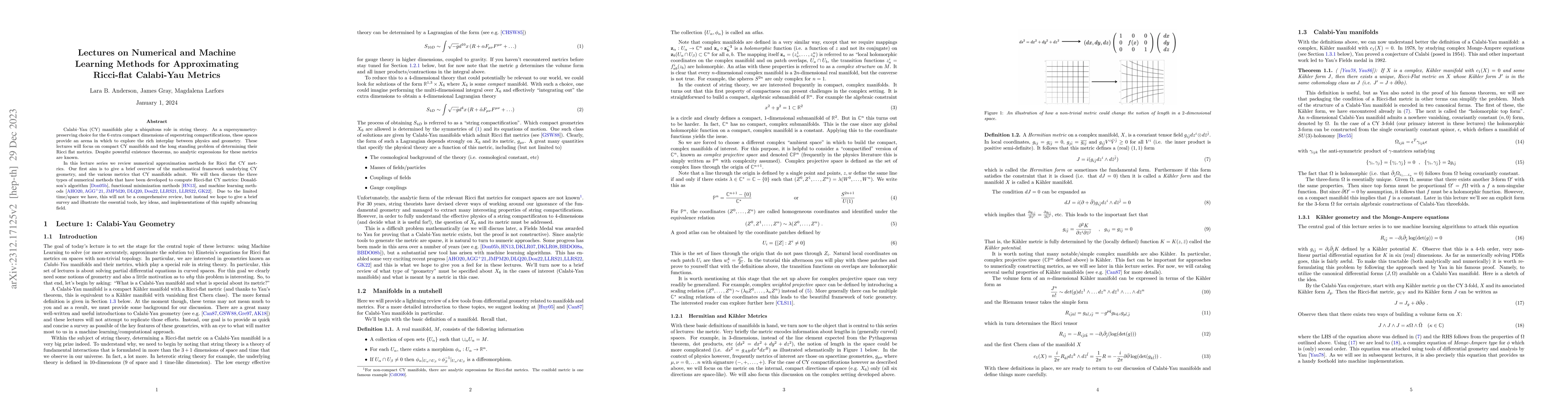 Thumbnail for Lectures on Numerical and Machine Learning Methods for Approximating
  Ricci-flat Calabi-Yau Metrics