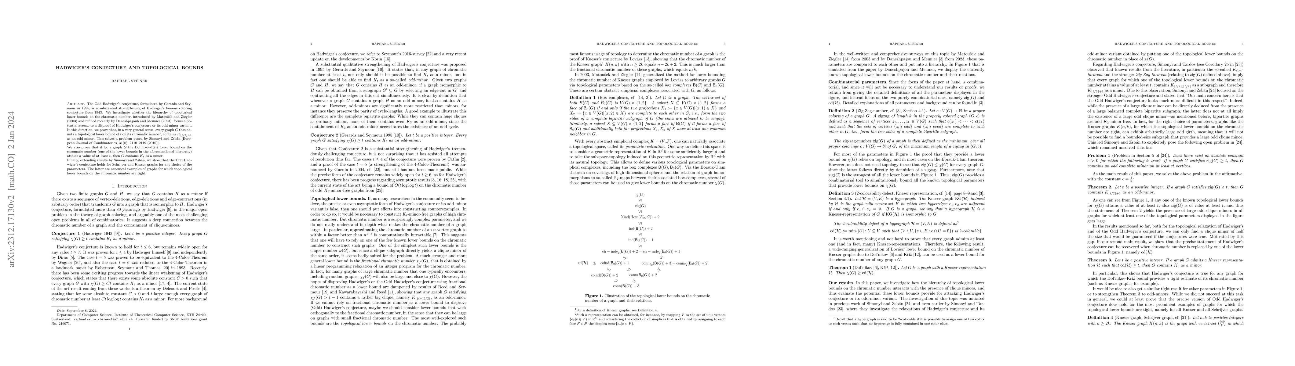 Thumbnail for Hadwiger's conjecture and topological bounds