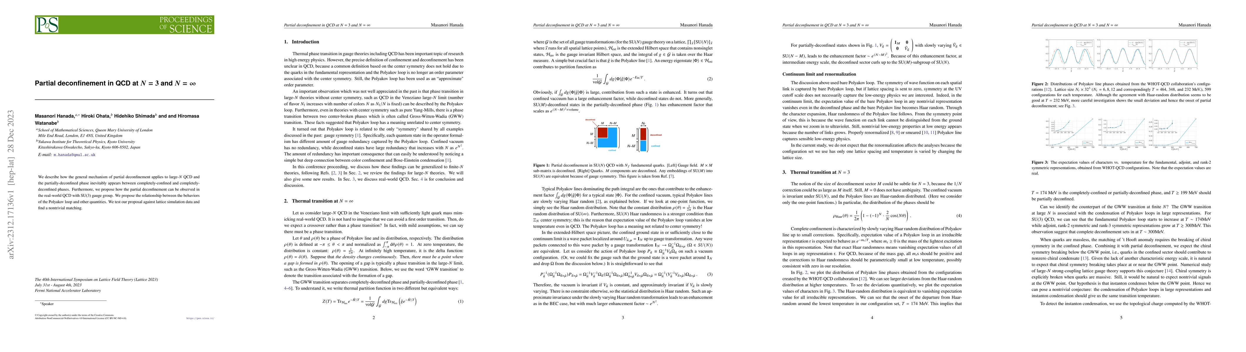 Thumbnail for Partial deconfinement in QCD at $N=3$ and $N=\infty$