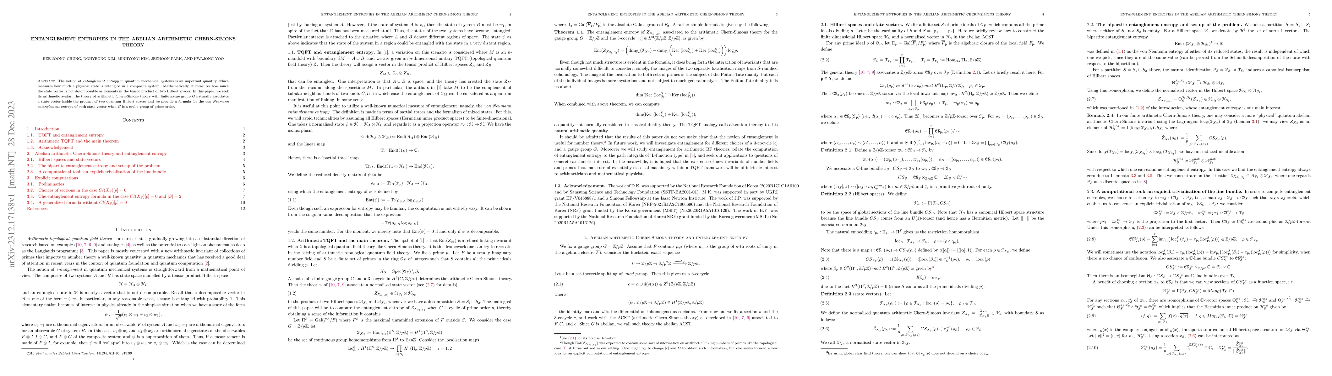 Thumbnail for Entanglement entropies in the abelian arithmetic Chern-Simons theory