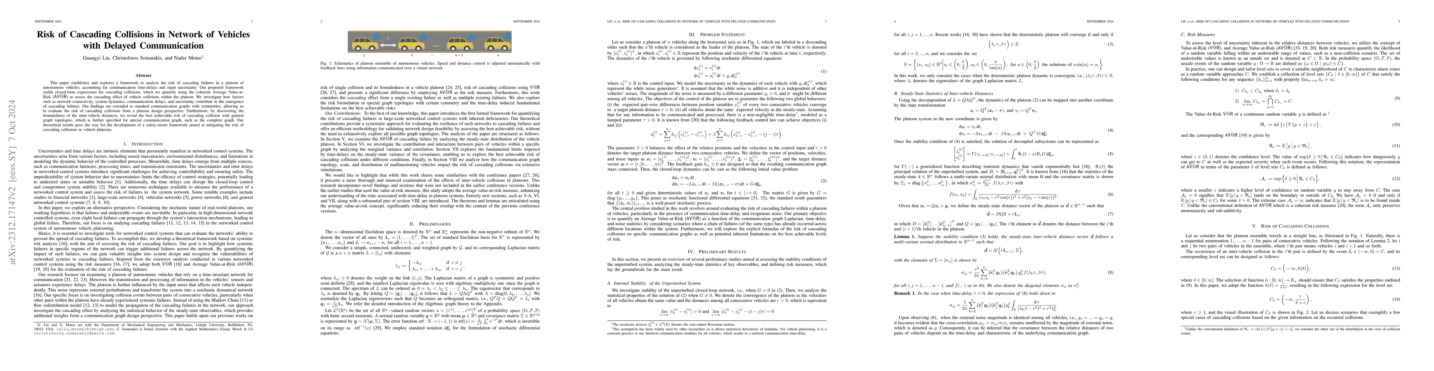 Thumbnail for Risk of Cascading Collisions in Network of Vehicles with Delayed
  Communication