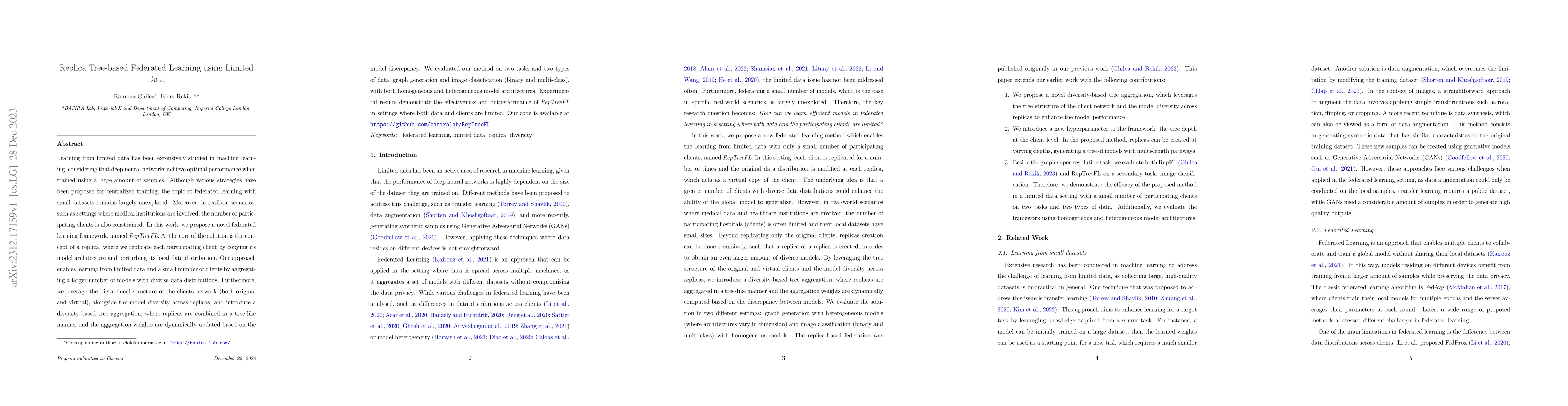 Thumbnail for Replica Tree-based Federated Learning using Limited Data