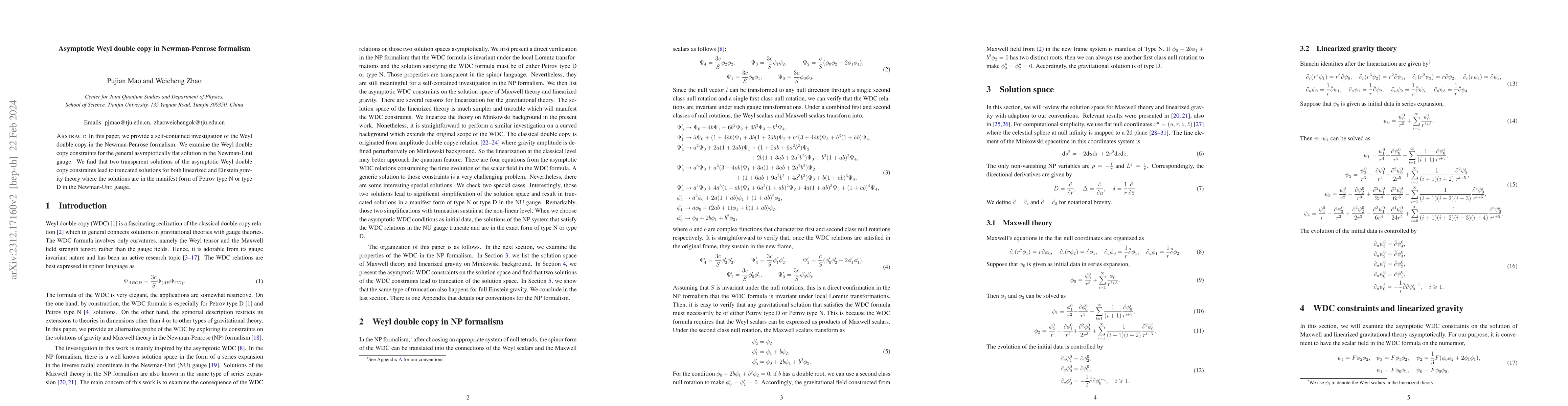 Thumbnail for Asymptotic Weyl double copy in Newman-Penrose formalism