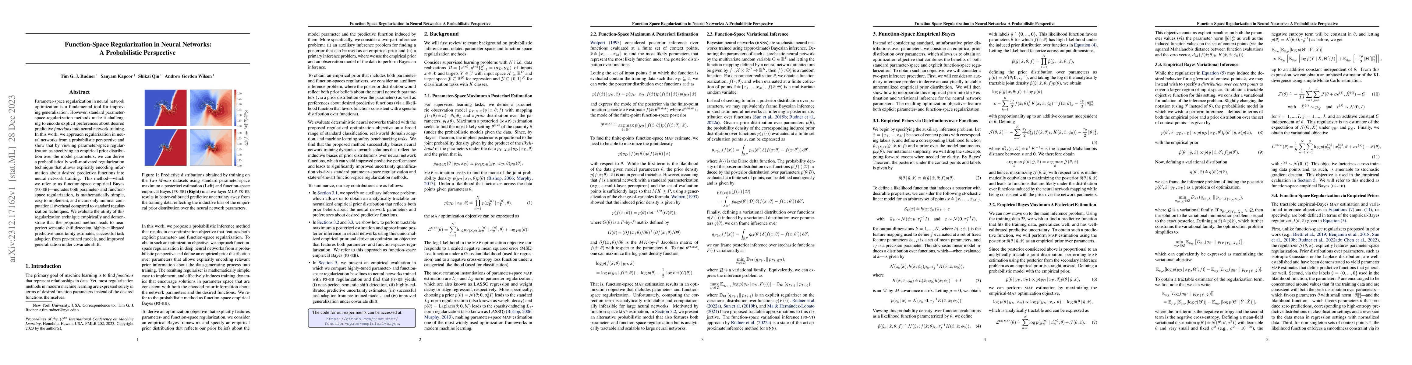 Thumbnail for Function-Space Regularization in Neural Networks: A Probabilistic
  Perspective