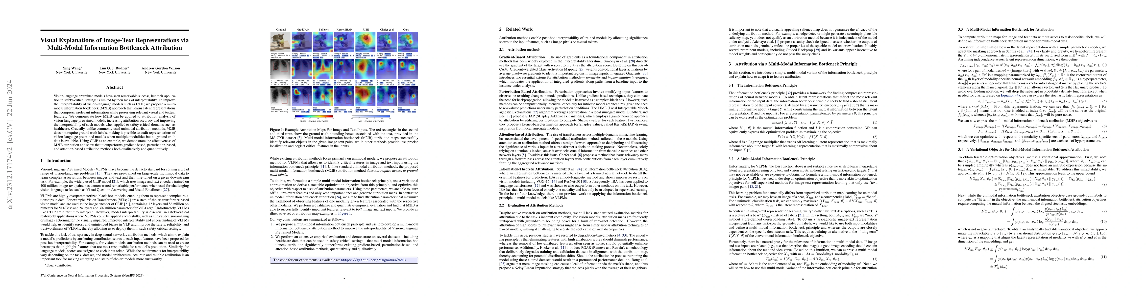 Thumbnail for Visual Explanations of Image-Text Representations via Multi-Modal
  Information Bottleneck Attribution