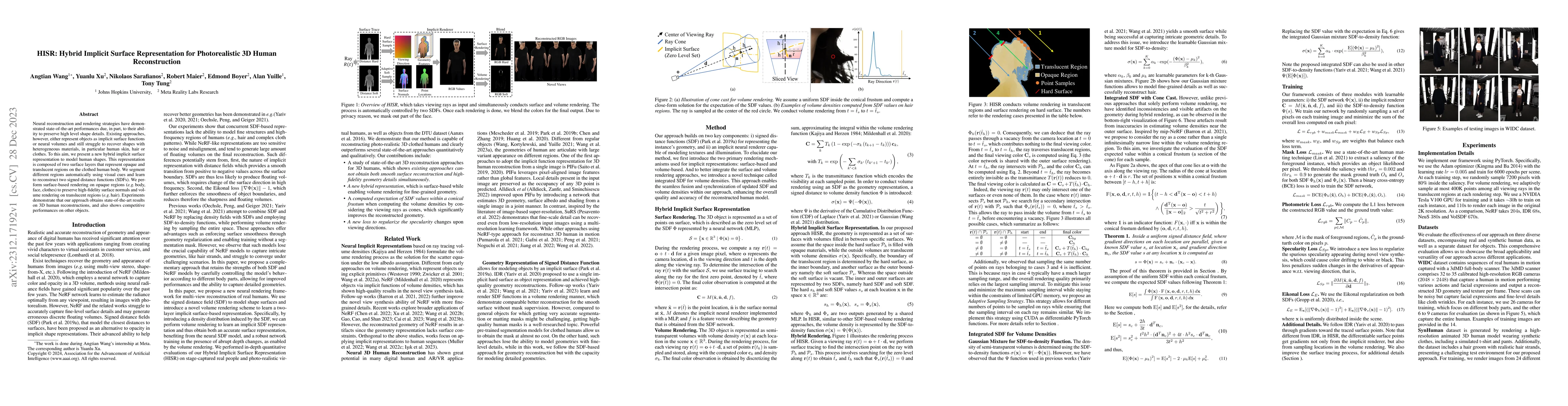 Thumbnail for HISR: Hybrid Implicit Surface Representation for Photorealistic 3D Human
  Reconstruction