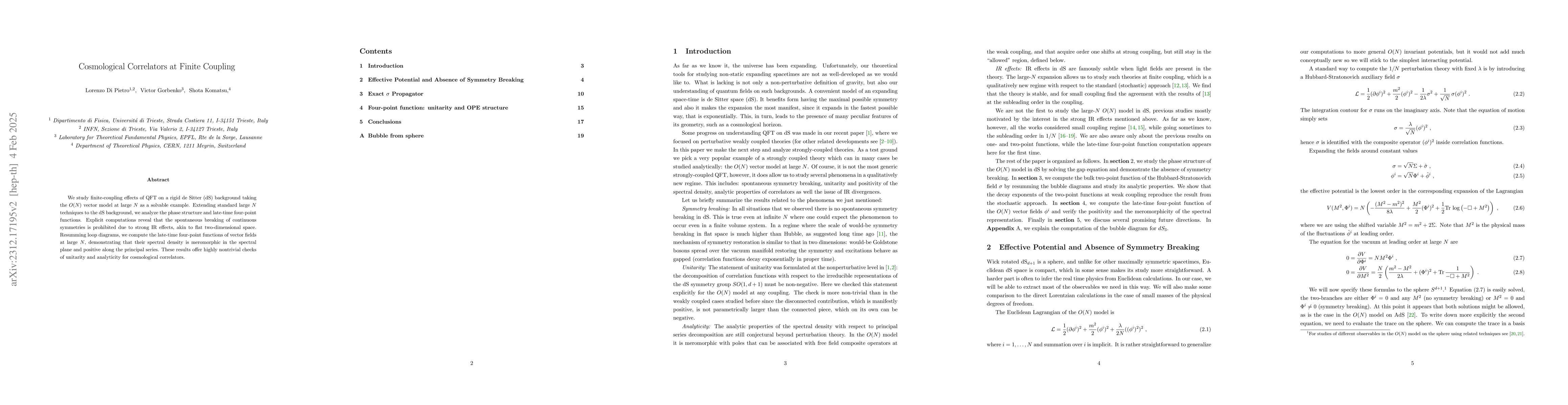 Thumbnail for Cosmological Correlators at Finite Coupling