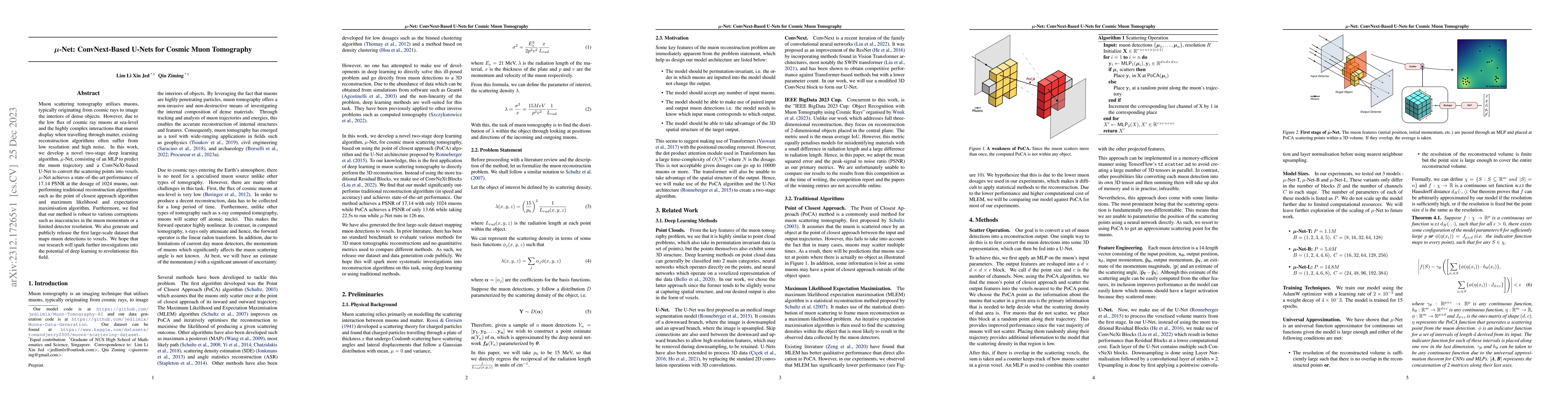 Thumbnail for $\mu$-Net: ConvNext-Based U-Nets for Cosmic Muon Tomography
