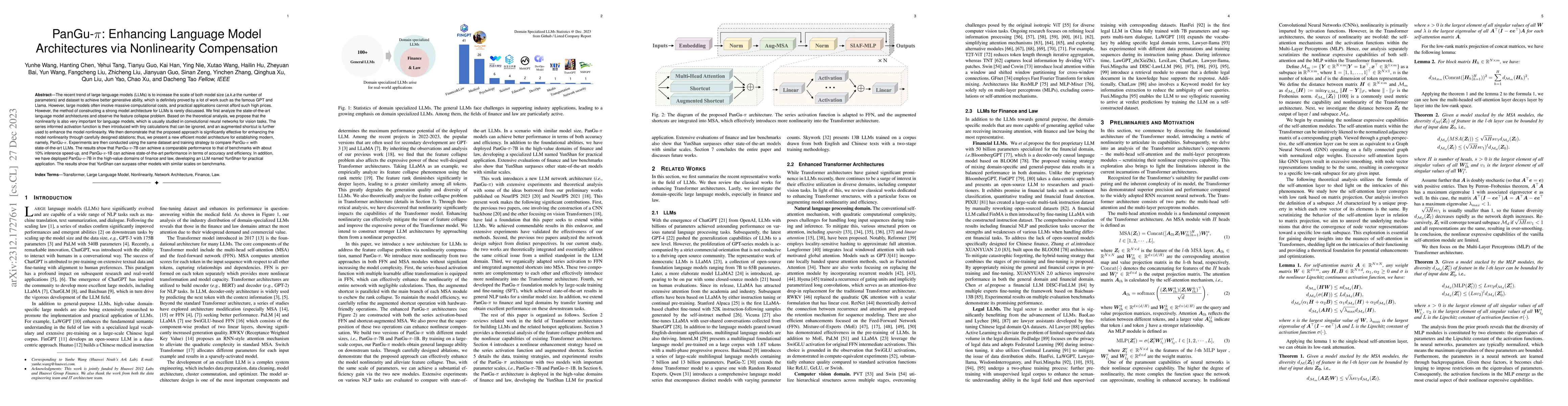 Thumbnail for PanGu-$\pi$: Enhancing Language Model Architectures via Nonlinearity
  Compensation