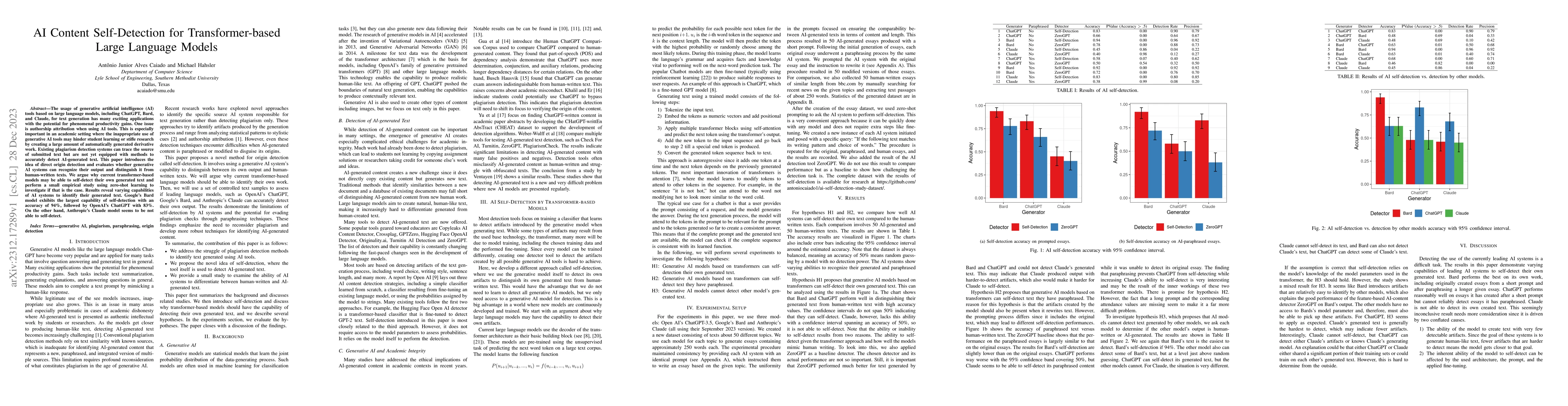 Thumbnail for AI Content Self-Detection for Transformer-based Large Language Models