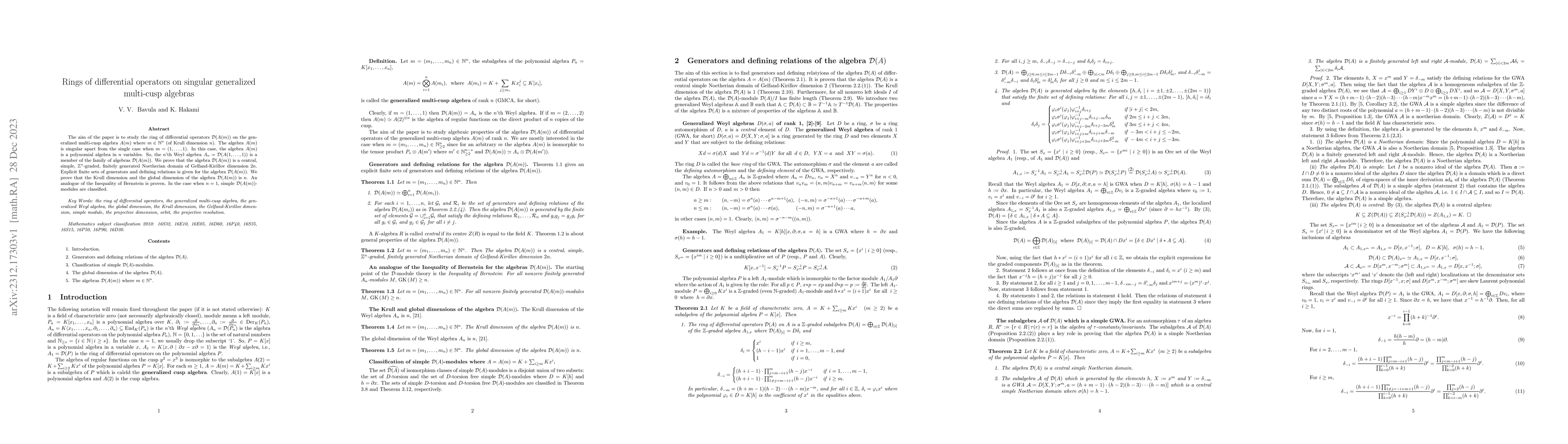 Thumbnail for Rings of differential operators on singular generalized multi-cusp
  algebras