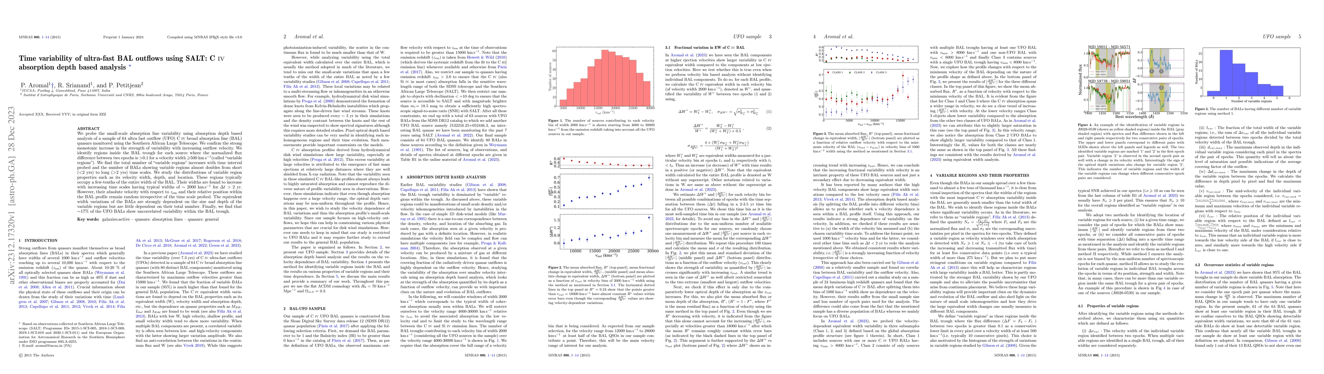 Thumbnail for Time variability of ultra-fast BAL outflows using SALT: C IV absorption
  depth based analysis