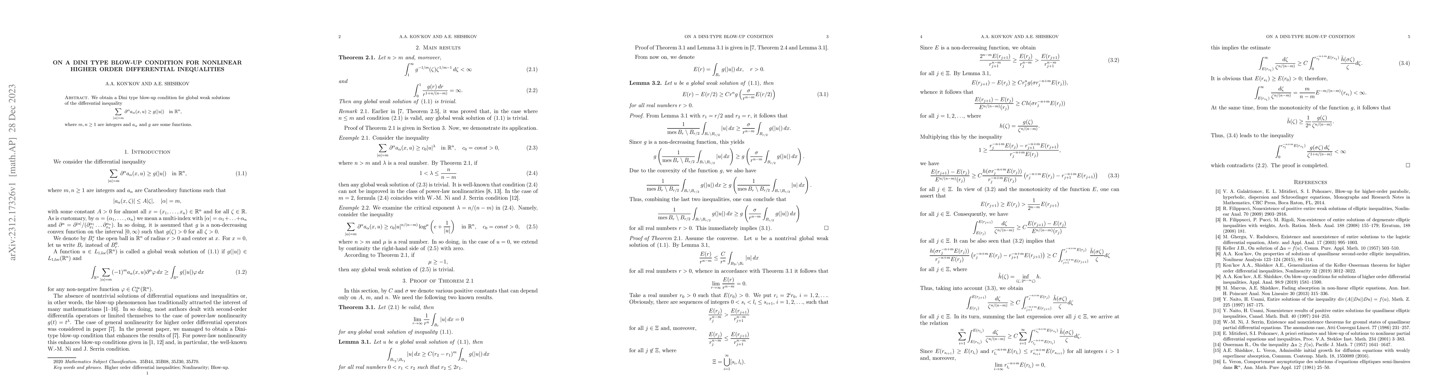 Thumbnail for On a Dini type blow-up condition for nonlinear higher order differential
  inequalities