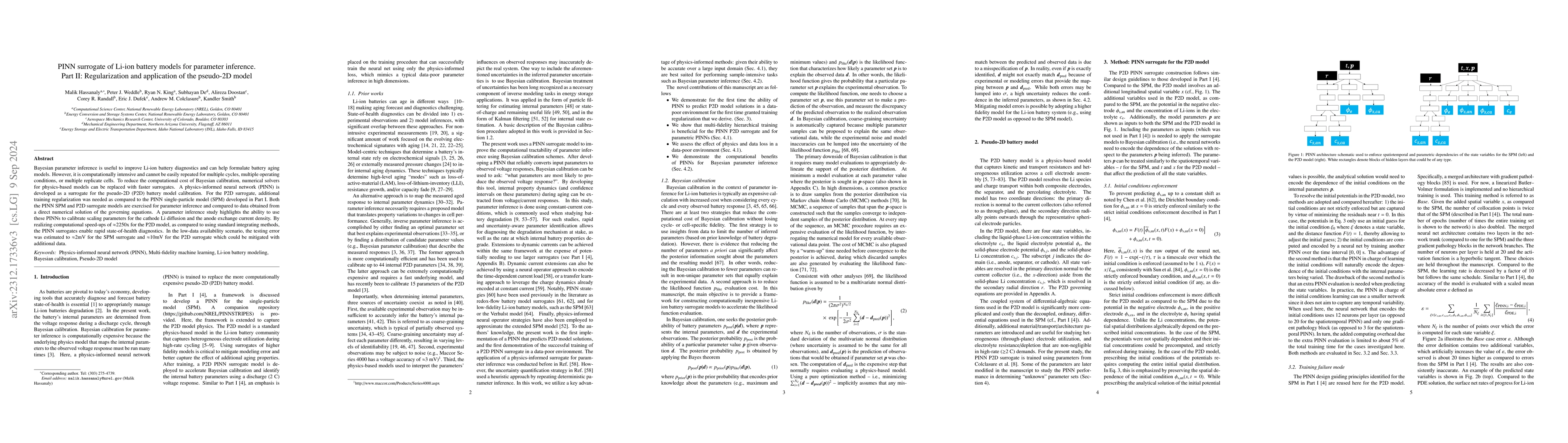 Thumbnail for PINN surrogate of Li-ion battery models for parameter inference. Part
  II: Regularization and application of the pseudo-2D model