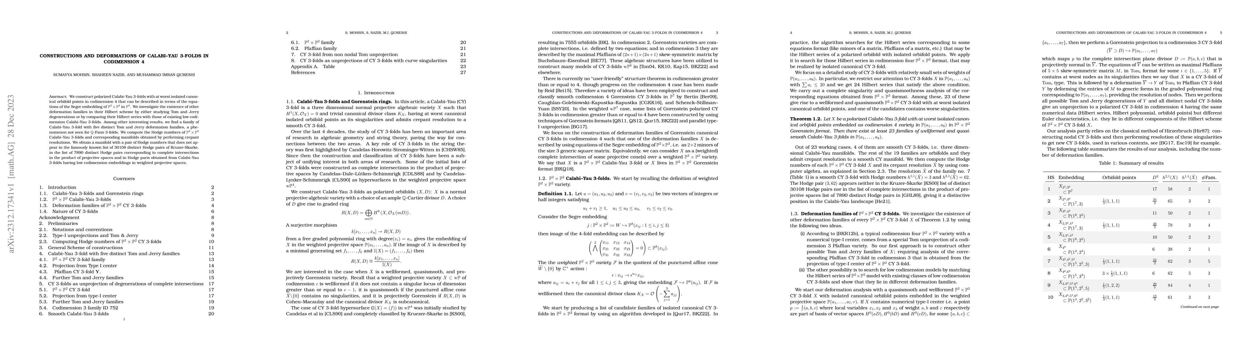 Thumbnail for Constructions and deformations of Calabi--Yau 3-folds in codimension 4