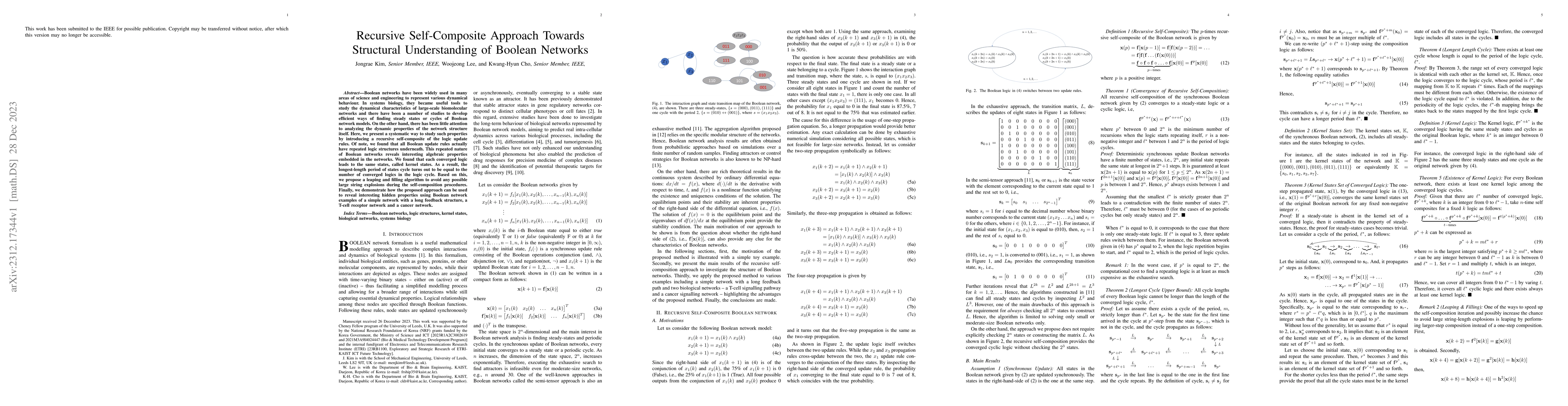 Thumbnail for Recursive Self-Composite Approach Towards Structural Understanding of
  Boolean Network