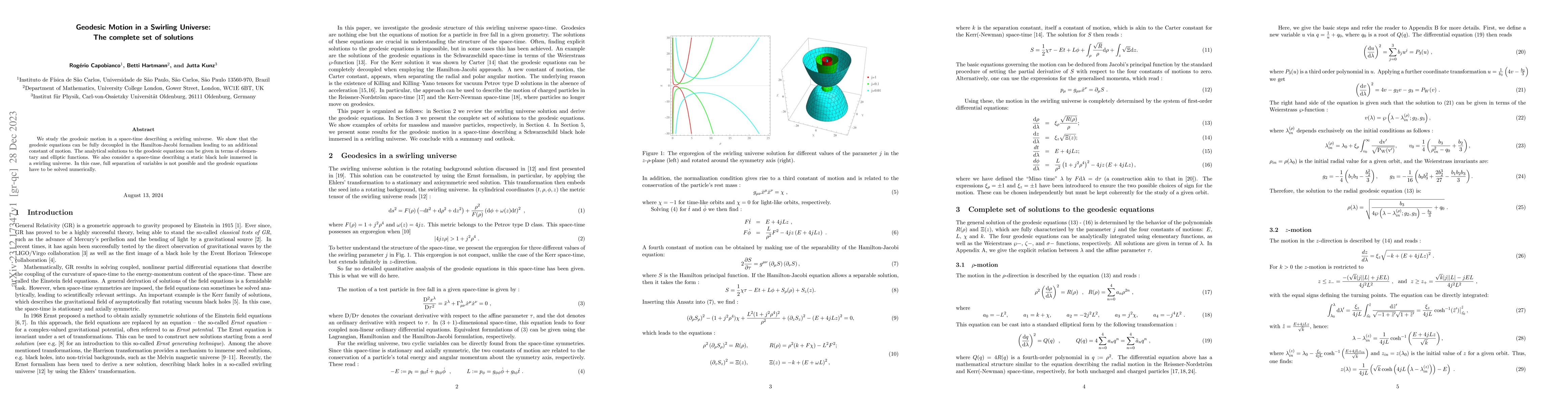 Thumbnail for Geodesic Motion in a Swirling Universe: The complete set of solutions