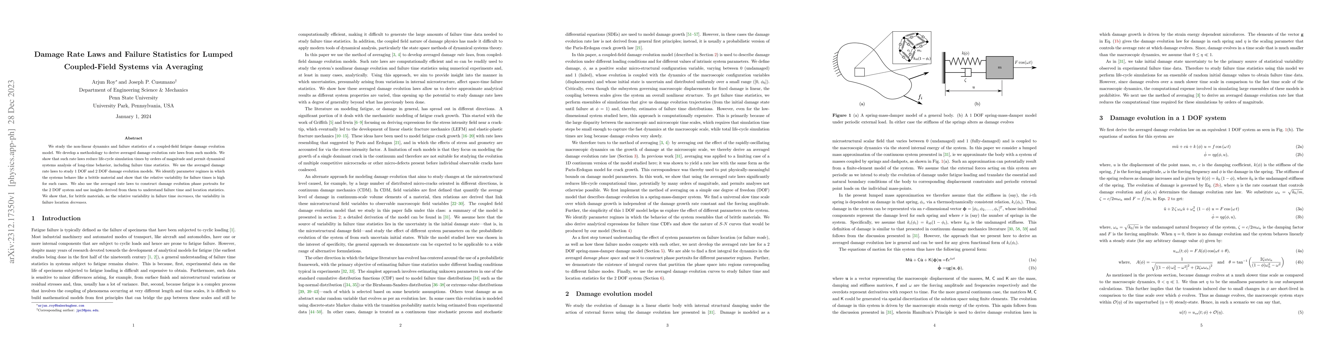 Thumbnail for Damage Rate Laws and Failure Statistics for Lumped Coupled-Field Systems
  via Averaging