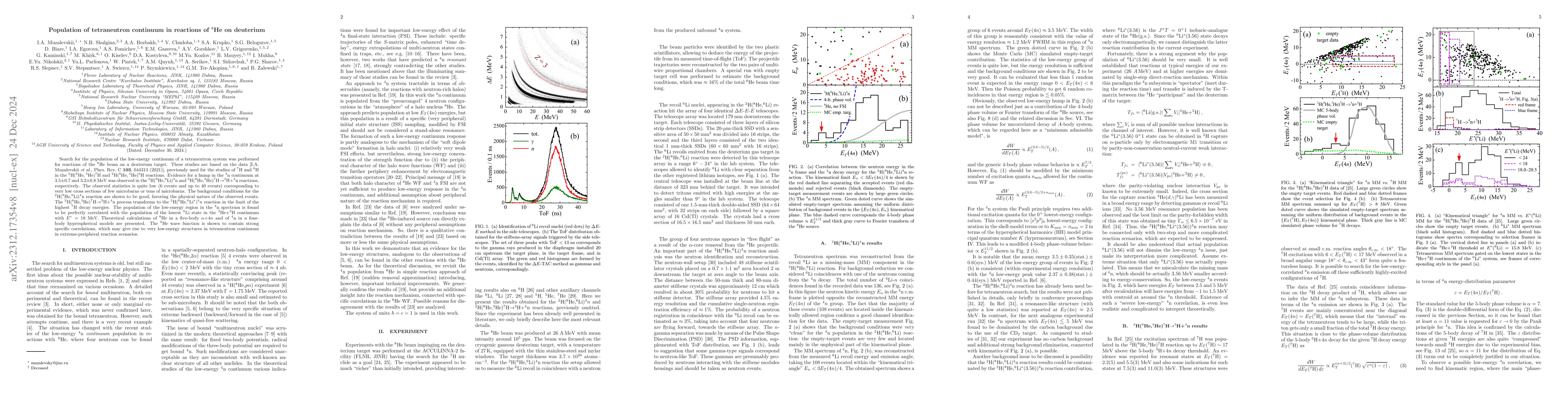 Thumbnail for Population of tetraneutron continuum in reactions of $^{8}$He on
  deuterium