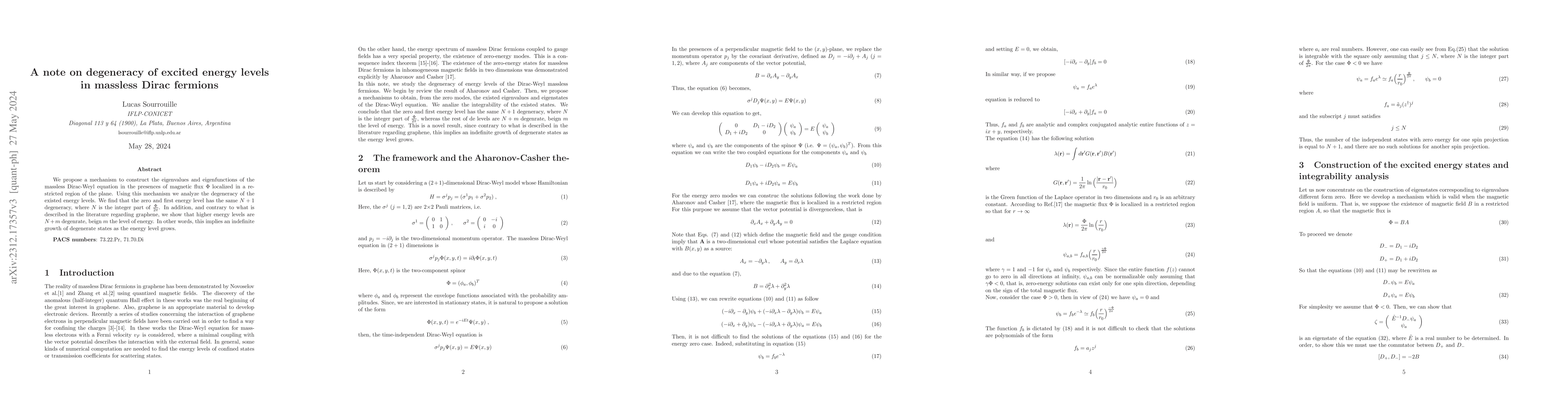 Thumbnail for A note on degeneracy of excited energy levels in massless Dirac fermions