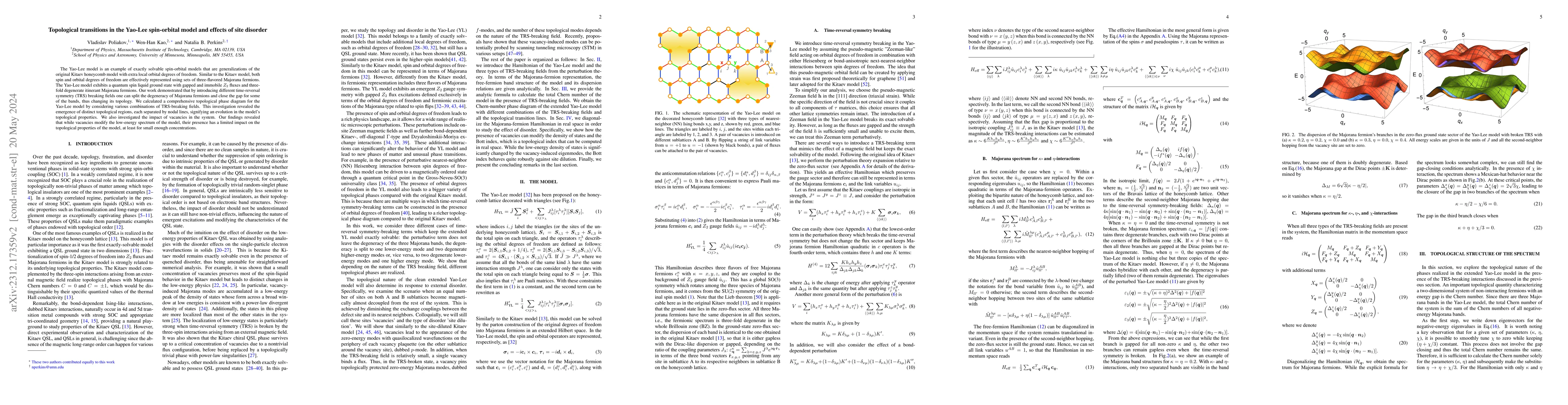 Thumbnail for Topological transitions in the Yao-Lee spin-orbital model and effects of
  site disorder