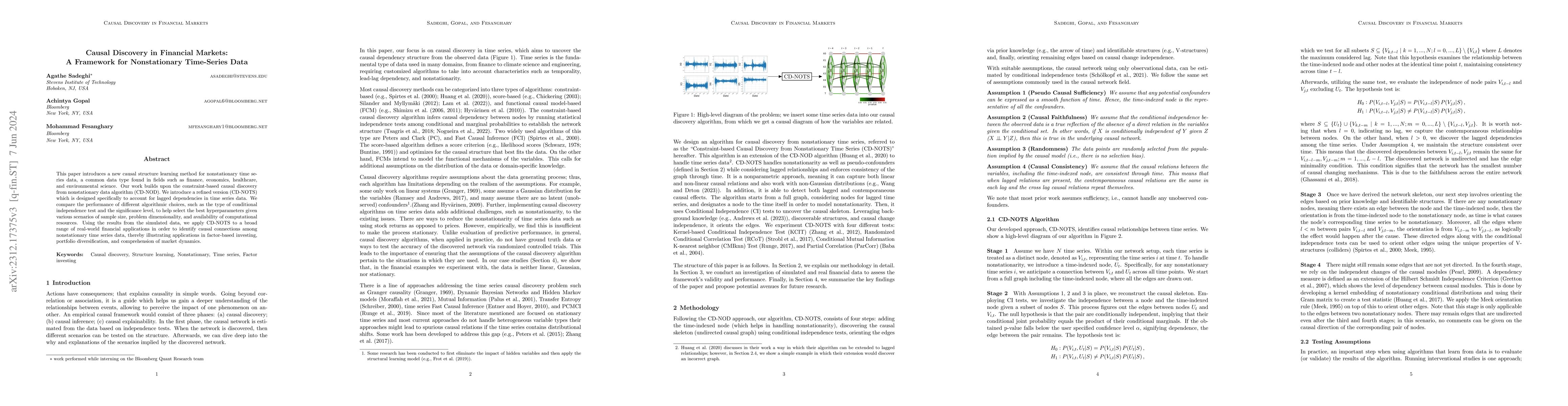 Thumbnail for Causal Discovery in Financial Markets: A Framework for Nonstationary
  Time-Series Data