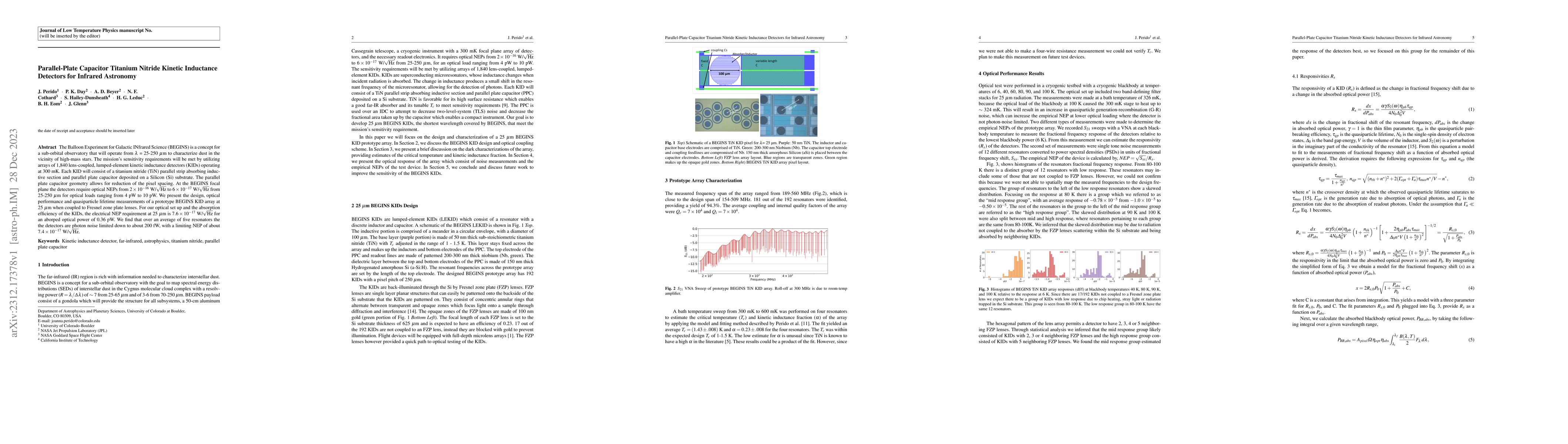 Thumbnail for Parallel-Plate Capacitor Titanium Nitride Kinetic Inductance Detectors
  for Infrared Astronomy