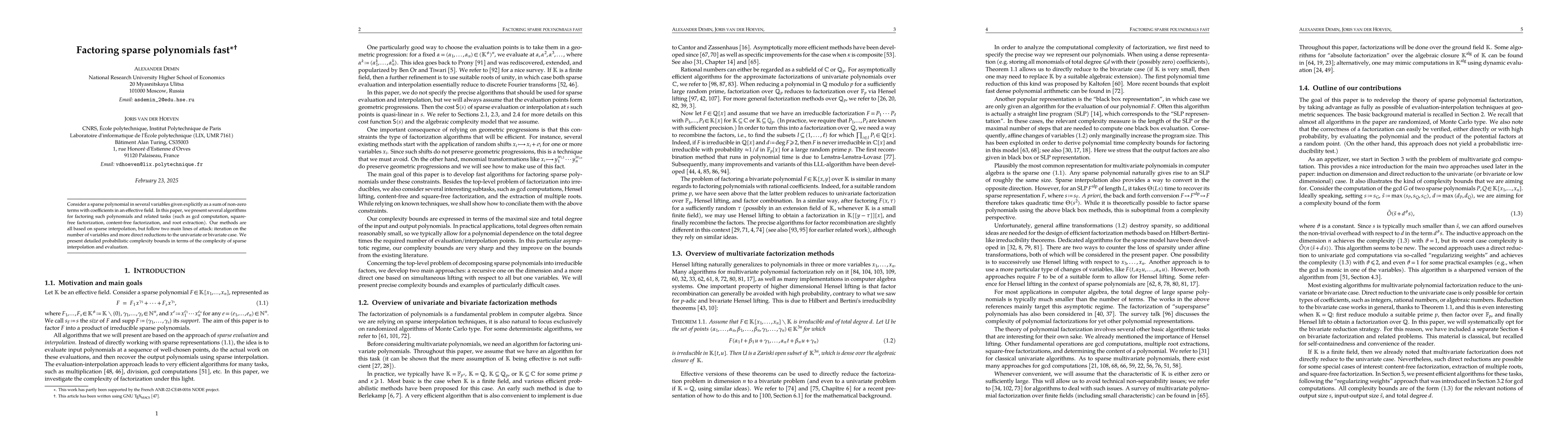 Thumbnail for Factoring sparse polynomials fast