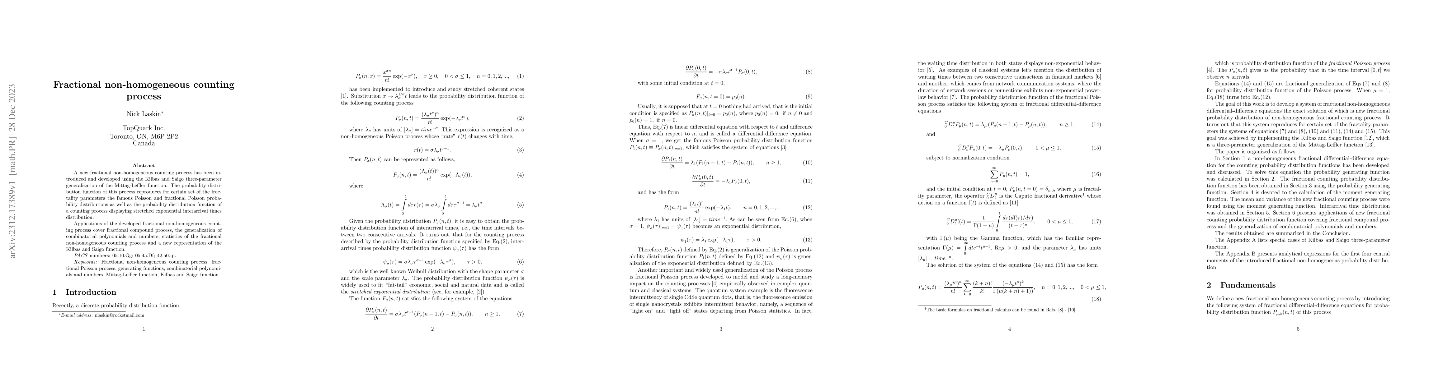 Thumbnail for Fractional non-homogeneous counting process